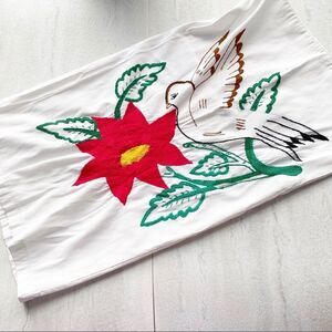 Dove and Poinsettia Embroidered Pillow Case